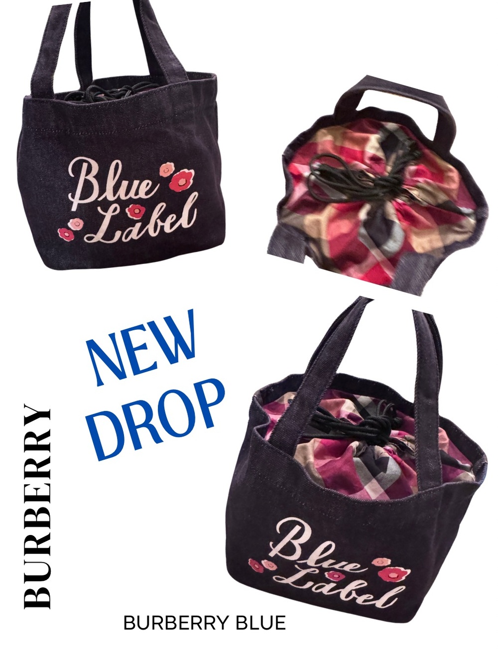 Burberry Blue Label Denim Tote with FREE SHIPPING